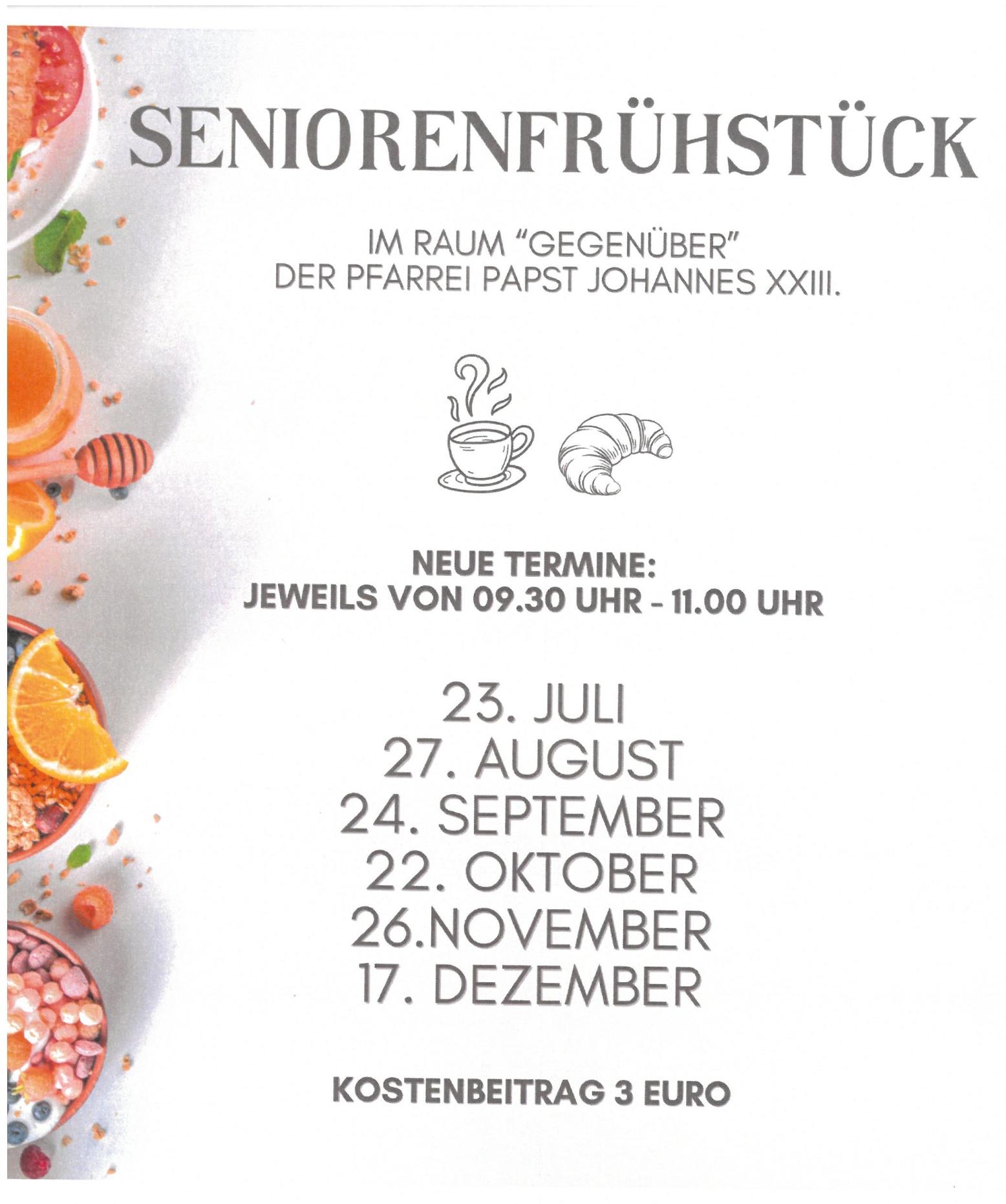 Plakat mit Terminen bzgl. Seniorenfrühstück (c) ME